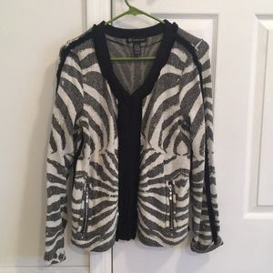 INC printed cardigan w/ zip pockets ZEBRA PRINT